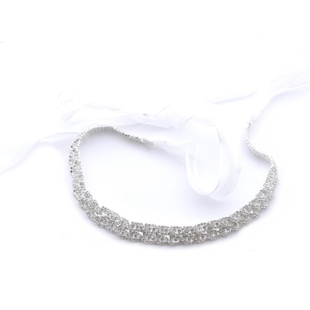 Wedding Bridal Rhinestone Sash Belt | Silver Braided Crystal Belt |